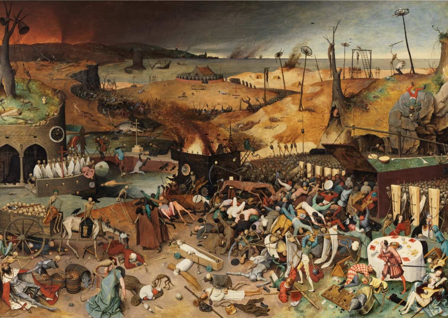 Bruegel Triumph of Death full painting skeleton army panorama