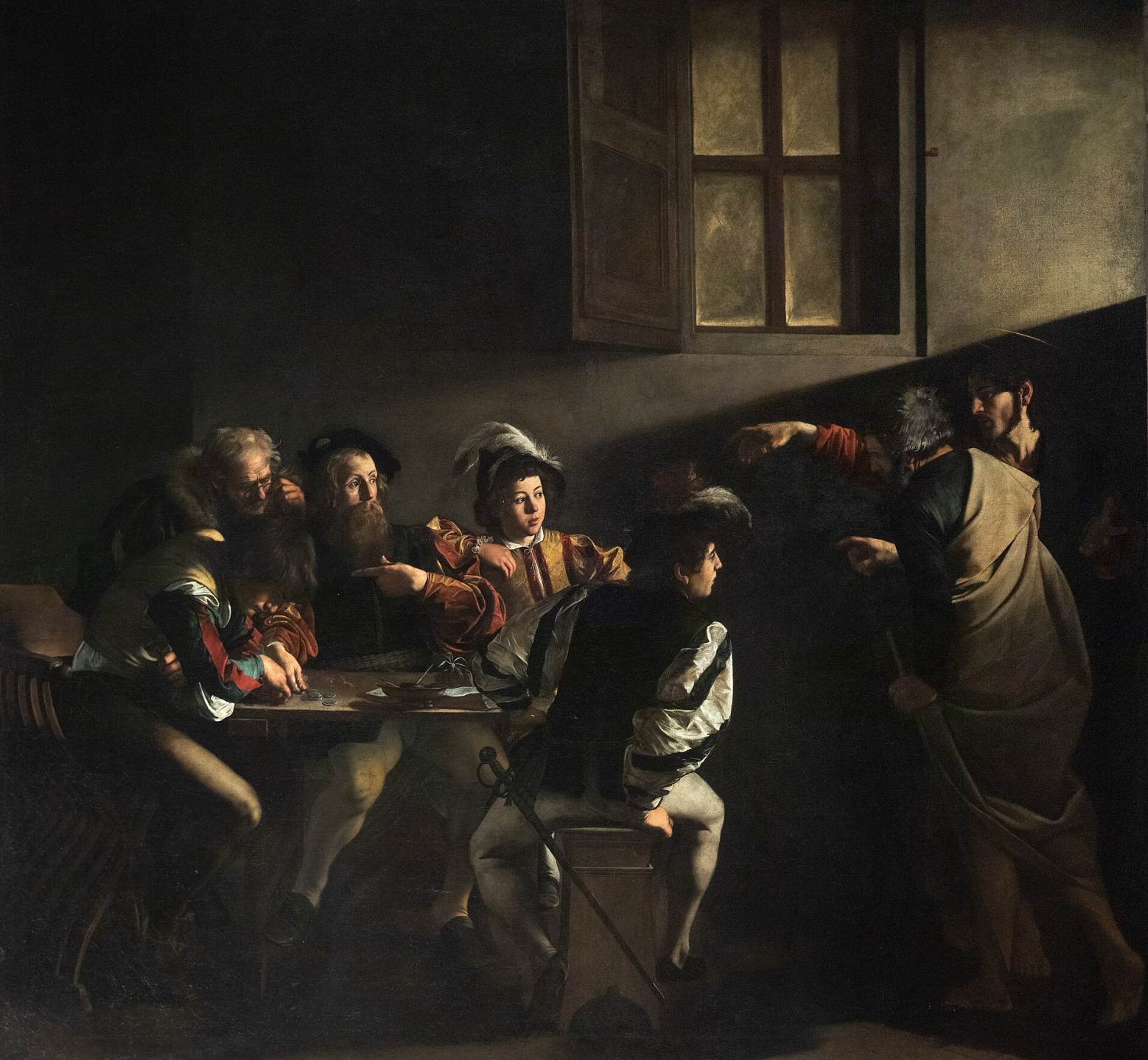 The Calling of Saint Matthew by Caravaggio showing Christ’s divine light revealing Matthew’s calling