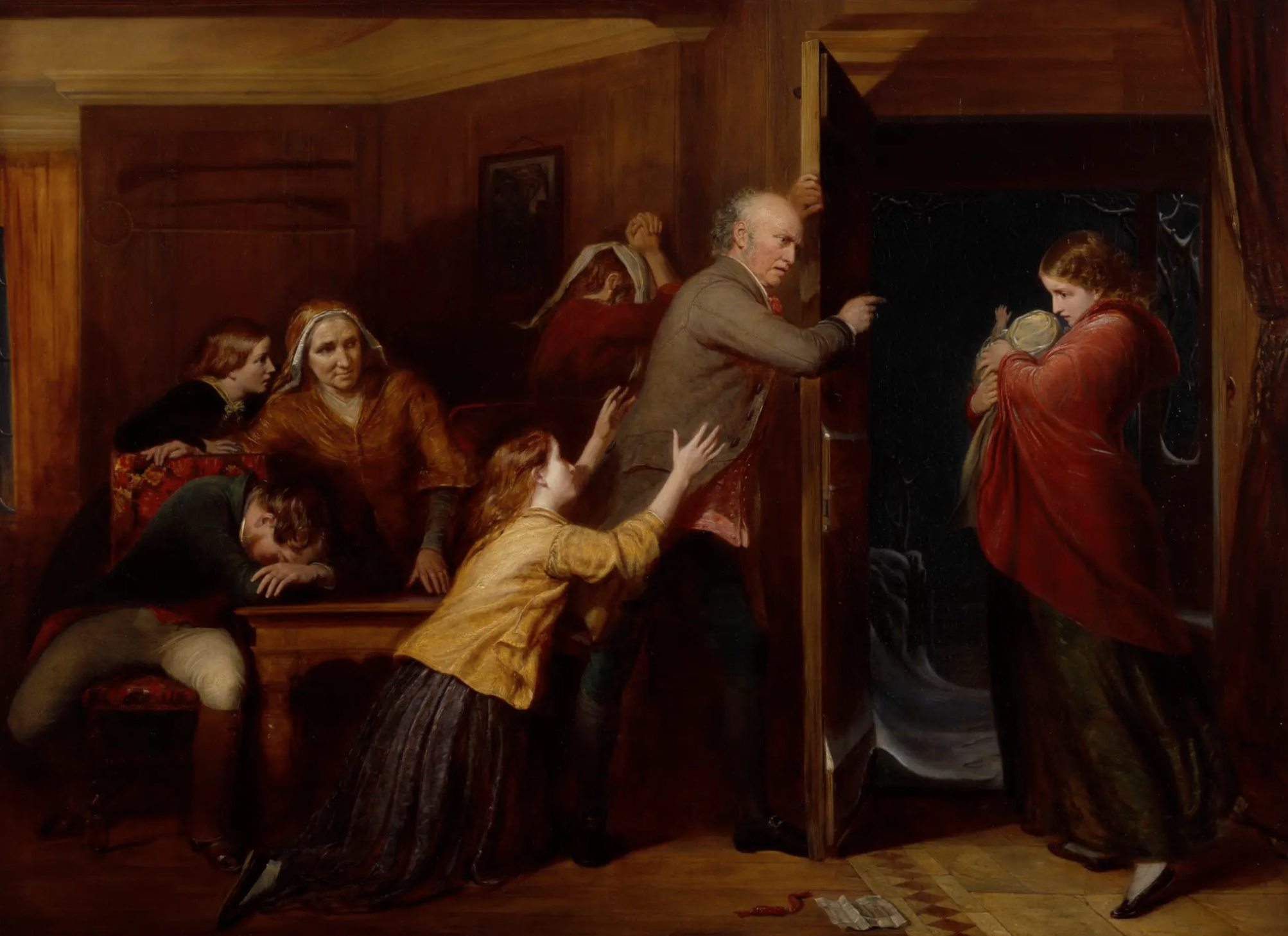 Victorian family interior from The Outcast (1851) highlighting emotional realism and moral conflict