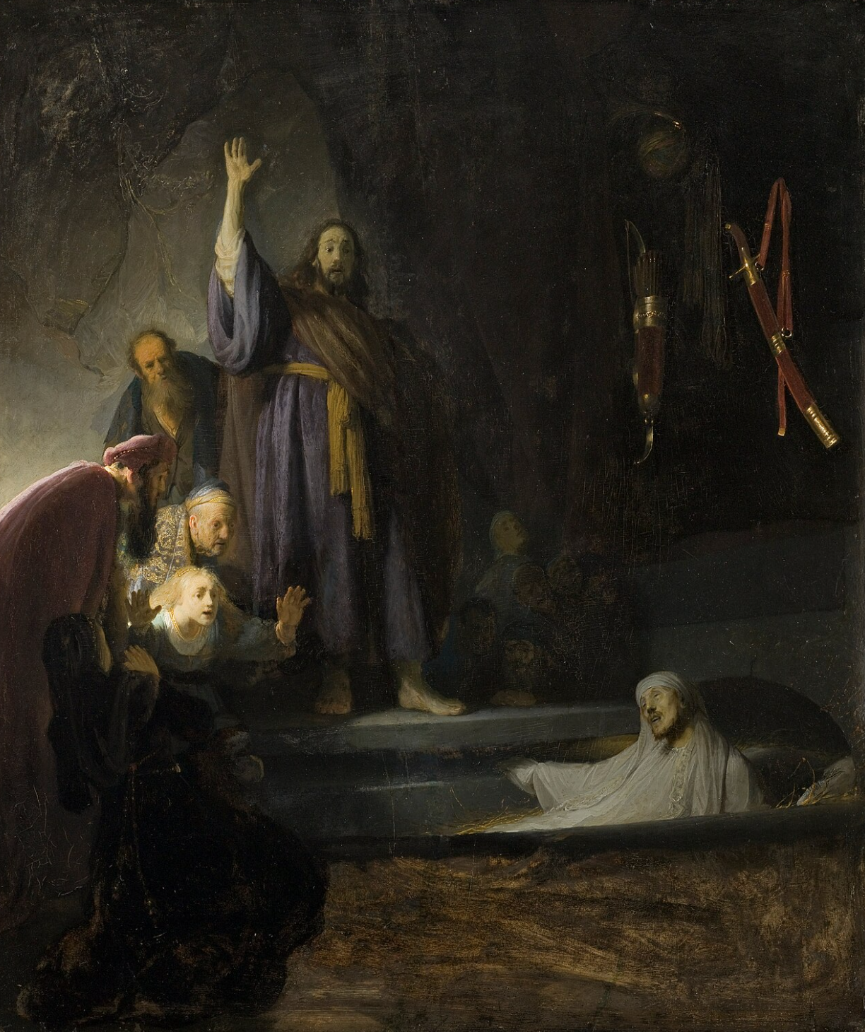 Rembrandt’s The Raising of Lazarus (1630–1632) painting at LACMA – Baroque chiaroscuro masterpiece depicting Christ and Lazarus